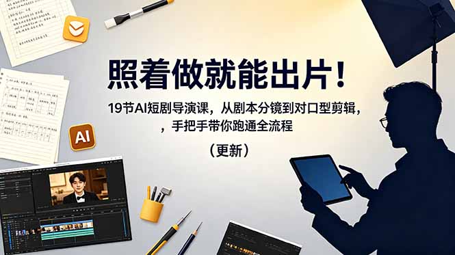 照着做就能出片!19节AI短剧导演课,从剧本分镜到对口型剪辑,手把手带你跑通全流程(更新-鼎铸网