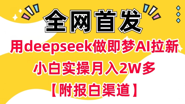 用deepseek做即梦Ai拉新 小白实操月入过W+【附报白渠道】-鼎铸网