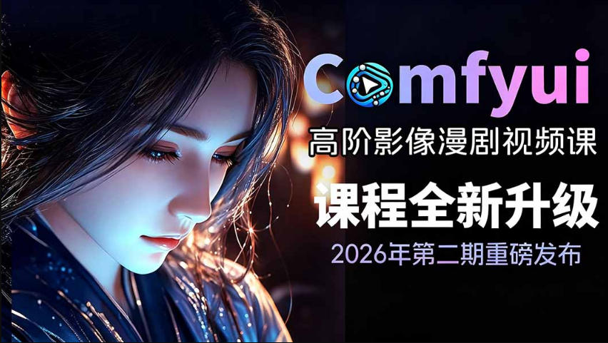 7b019fc648259534bc5cb7201885e04f.jpeg 2026新版ComfyUI漫剧动画全流程实战课,0基础入门到进阶全流程动态漫,轻松实现流量变现