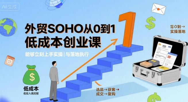 外贸SOHO从0到1低成本创业课,能够立刻上手实操与落地执行-鼎铸网