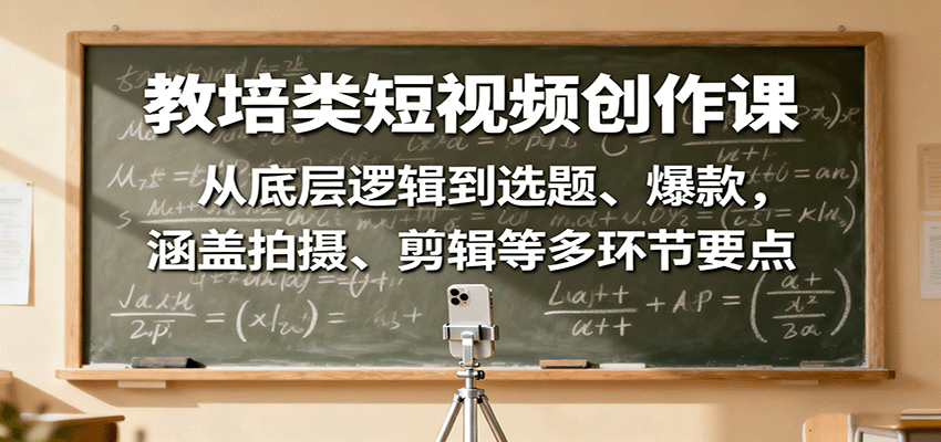 教培类短视频创作课：从底层逻辑到选题、爆款，涵盖拍摄、剪辑等多环节要点-鼎铸网