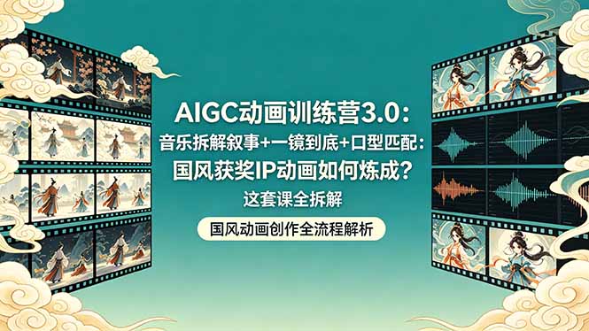 7c40aa0570e2b6870944b874e0cdce49.jpeg AIGC动画训练营3.0:音乐拆解叙事+一镜到底+口型匹配:国风获奖IP动画如何炼成?这套课全拆解