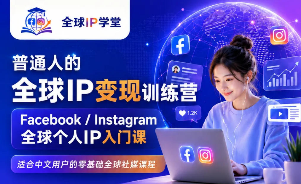 7c6ba06cc7154071c3022d697a324380.jpeg 普通人的全球IP变现训练营,Facebook/Instagram全球个人IP入门课,零基础全球社媒课程
