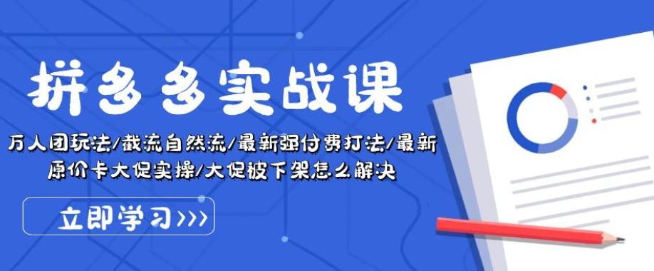 拼多多实战课：万人团玩法/截流自然流/最新强付费打法/最新原价卡大促..-鼎铸网