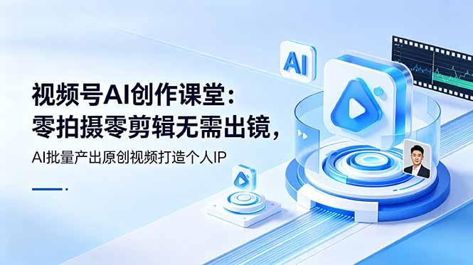 视频号AI创作课堂：零拍摄零剪辑无需出镜，AI批量产出原创视频打造个人IP-鼎铸网