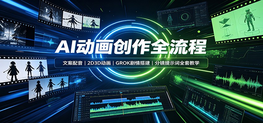 AI动画创作全流程:文案配音,2D3D动画,GROK剧情搭建,分镜提示词全套教学-鼎铸网