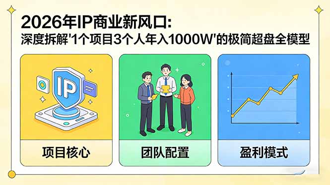 7d8824cd83bd0e7476d68a1814f9de1b.jpeg 2026年IP商业新风口:深度拆解“1个项目3个人年入1000W”的极简超盘全模型