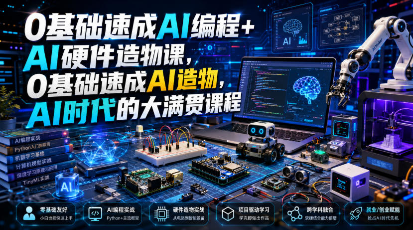 7dd67e9356398e02fc7ef84bc7c56a5a.jpeg 0基础速成AI编程+AI硬件造物课,0基础速成AI造物,AI时代的大满贯课程