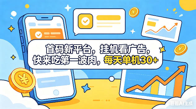 首码新平台,挂G自动看广告,快来吃第一波肉,每天单机30+,可矩阵放大【揭秘】-鼎铸网