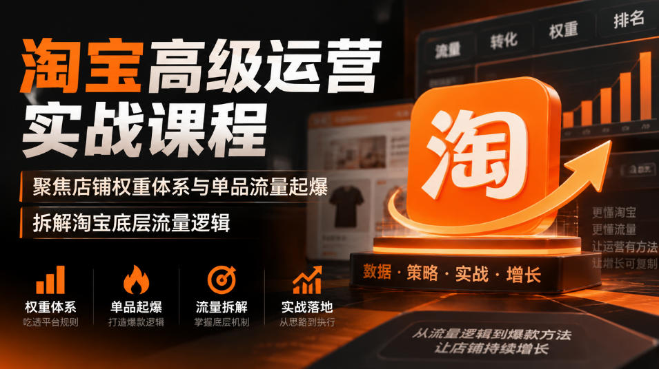 7e026c04512ae7b6ad28a521b6beff65.jpeg 淘宝高级运营实战课程,聚焦店铺权重体系与单品流量起爆,拆解淘宝底层流量逻辑