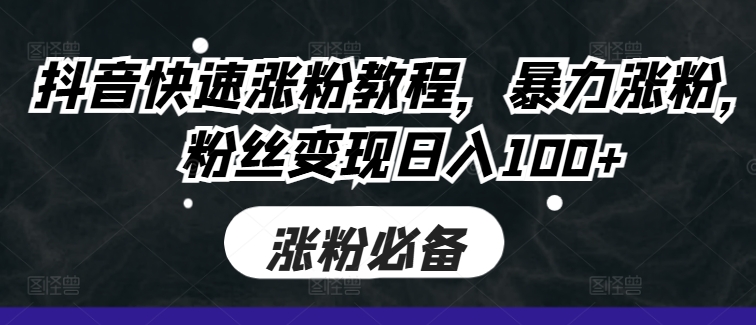 抖音快速涨粉教程，暴力涨粉，粉丝变现日入100+-鼎铸网