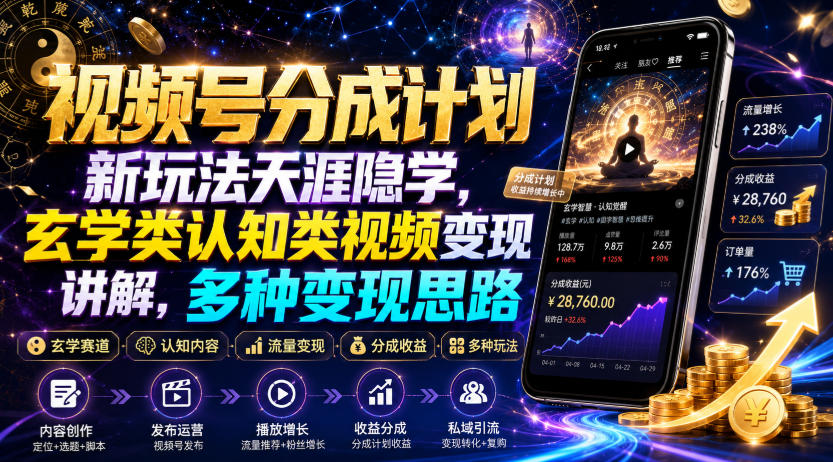7e4d095483f431ab4ef9c2cabaac1c73.jpeg 视频号分成计划新玩法天涯隐学,玄学类认知类视频变现讲解,多种变现思路