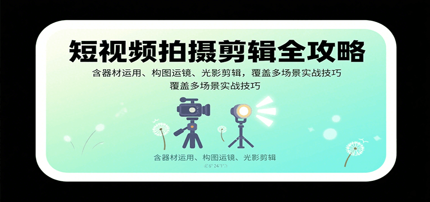 短视频拍摄剪辑全攻略：含器材运用、构图运镜、光影剪辑，覆盖多场景实战技巧-鼎铸网