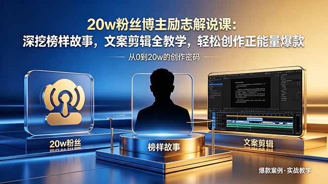 20w粉丝博主励志解说课:深挖榜样故事,文案剪辑全教学,轻松创作正能量爆款-鼎铸网