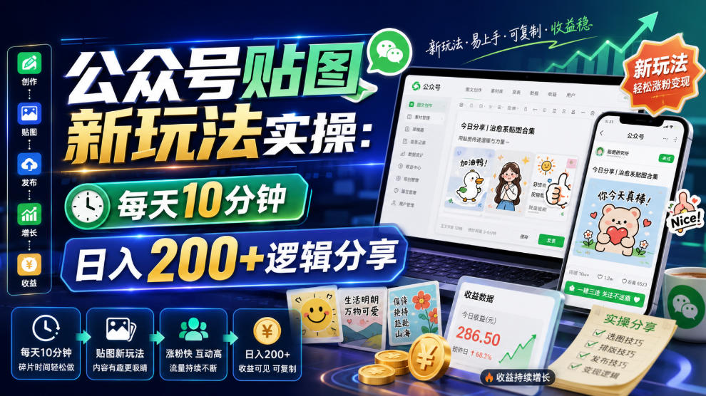 7ffa06e32307590901ff55b09df754d0.jpeg 公众号贴图新玩法实操,每天10分钟,日入200+逻辑分享