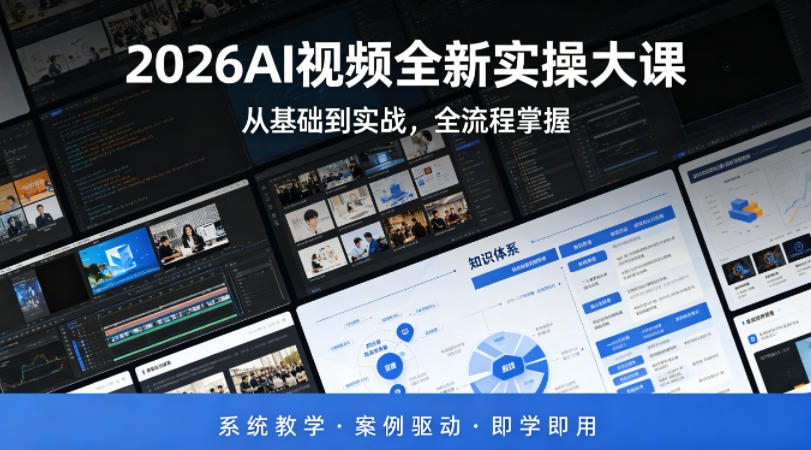 800df2b6ab22900fe811ab4f8a9489ae.jpeg 2026AI视频全新实操大课,从基础到实战,全流程掌握,系统教学·案例驱动·即学即用