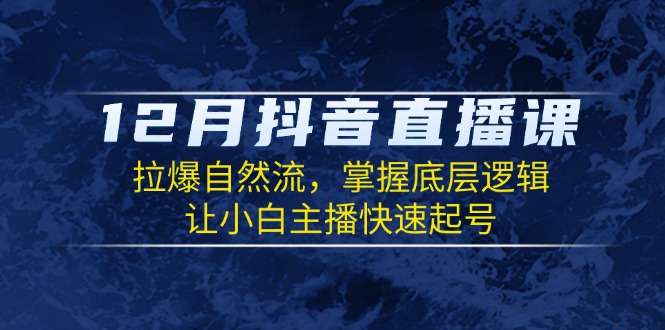 12月抖音直播课：拉爆自然流，掌握底层逻辑，让小白主播快速起号-鼎铸网
