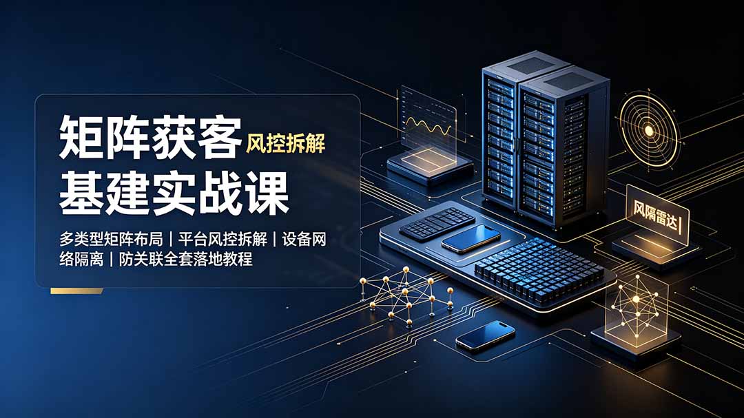 矩阵获客基建实战课:多类型矩阵布局|平台风控拆解|设备网络隔离|防关联全套落地教程-鼎铸网