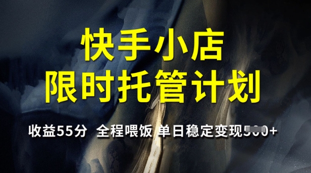 8067d0fbc2bb08982c56905a20a938cf.jpeg 快手小店限时托管计划,收益55分,全程喂饭,单日稳定变现5张【揭秘】