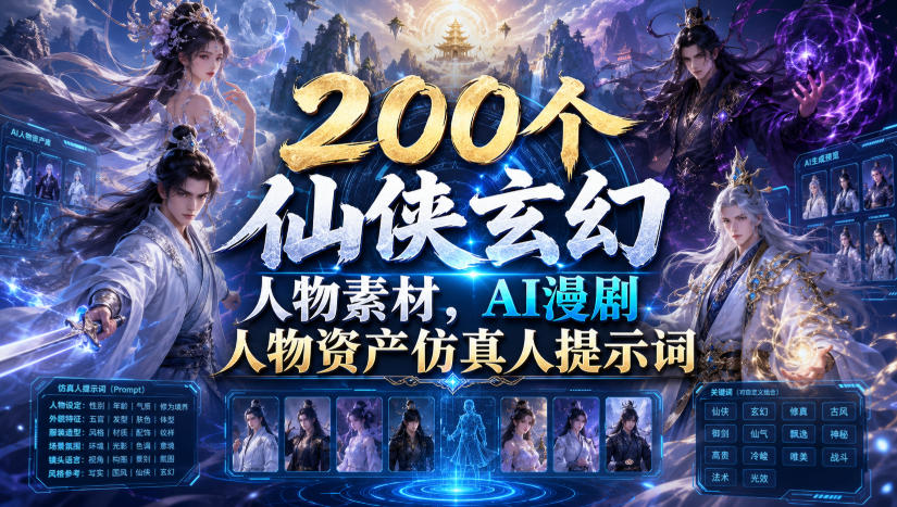 811a7ab3e25cbd53a175bc87f8b2a21f.jpeg 200个仙侠玄幻人物素材,AI漫剧人物资产仿真人提示词