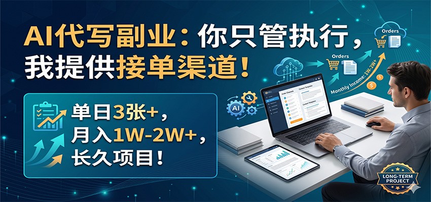 AI代写副业:你只管执行,我提供接单渠道!单日3张+,月入1W-2W+,长久项目-鼎铸网