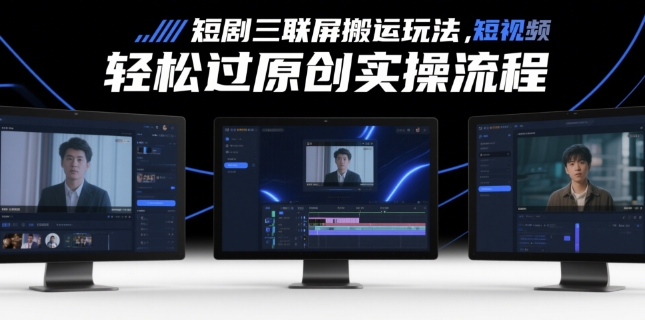 短剧三联屏搬运玩法，短剧搬运轻松过原创实操流程-鼎铸网