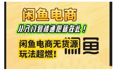 闲鱼电商实战课，从入门到精通秘籍在此，闲鱼电商无货源玩法超燃!-鼎铸网