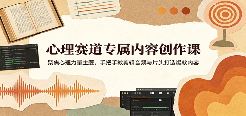 心理赛道专属内容创作课:聚焦心理力量主题,手把手教剪辑音频与片头打造爆款内容-鼎铸网