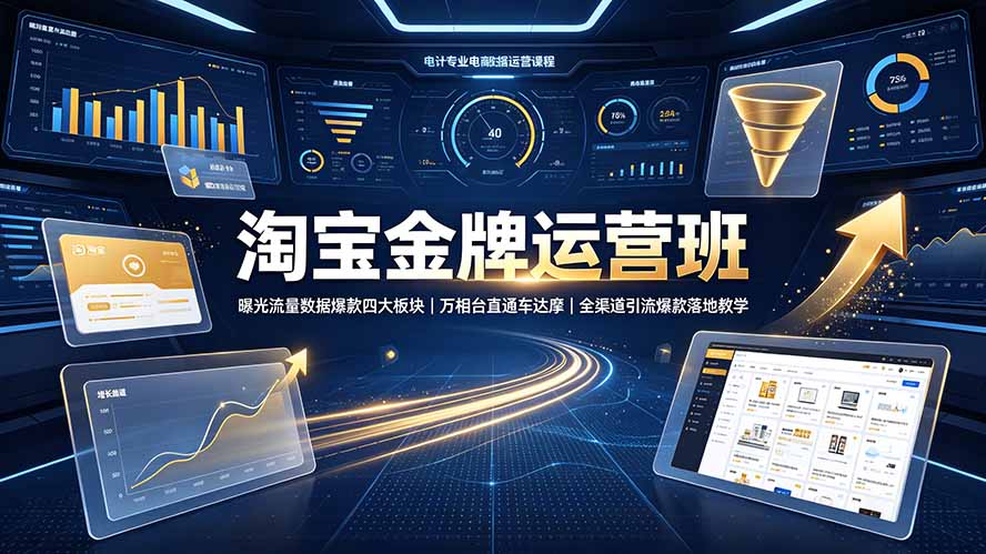 821e3d6bc6c1f488c325a34aa3e2a632.jpeg 淘宝金牌运营班-7月:曝光流量数据爆款四大板块|万相台直通车达摩|全渠道引流爆款落地教学