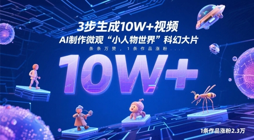 82644ea9033321a36e0f23c9394a6fc7.jpeg 3步生成10W+视频,AI制作微观“小人物世界”科幻大片,条条万赞,1条作品涨粉2.3W