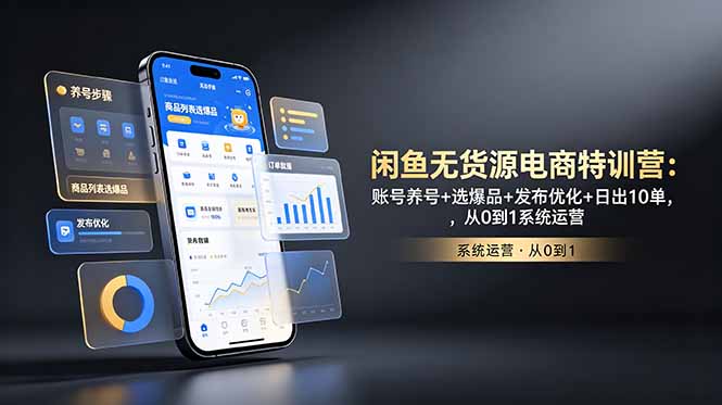 闲鱼无货源电商特训营：账号养号+选爆品+发布优化+日出10单，从0到1系统运营-鼎铸网