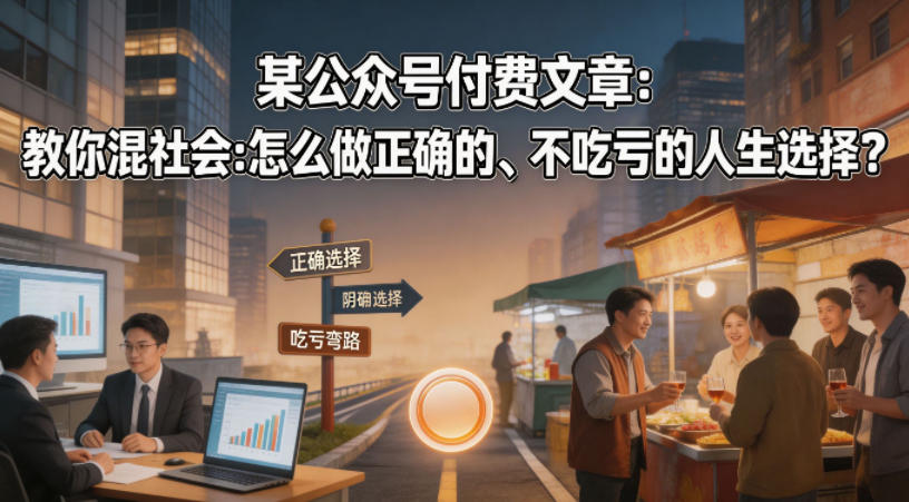 某公众号付费文章:教你混社会:怎么做正确的、不吃亏的人生选择?-鼎铸网