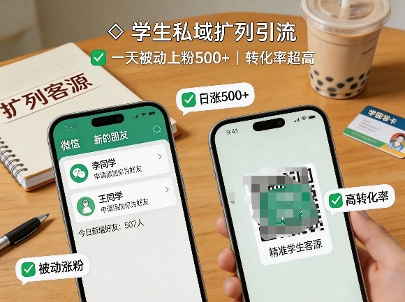 学生私域扩列引流,一天被动上粉500+,转化率超高-鼎铸网