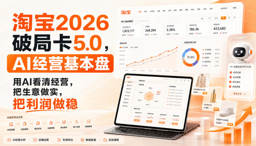 智篆商业-淘宝2026破局卡5.0，AI经营基本盘，用AI看清经营，把生意做实，把利润做稳-鼎铸网
