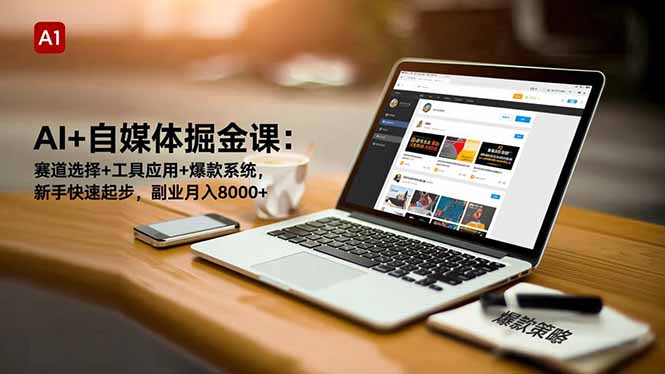 AI+自媒体掘金课：赛道选择+工具应用+爆款系统，新手快速起步，副业月入8000+-鼎铸网