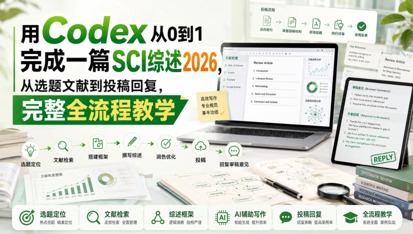 8390d8e1c508bdc228e918b63bce07b4.jpeg 用Codex从0到1完成一篇SCI综述2026,从选题文献到投稿回复,完整全流程教学