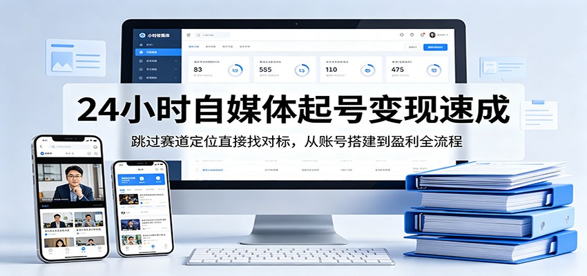 24小时自媒体起号变现速成,跳过赛道定位直接找对标,从账号搭建到盈利全流程-鼎铸网