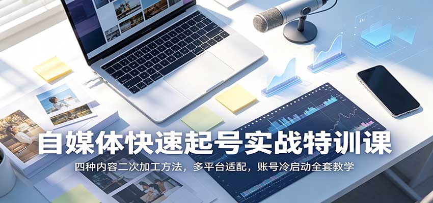 自媒体快速起号实战特训课：四种内容二次加工方法，多平台适配，账号冷启动全套教学-鼎铸网