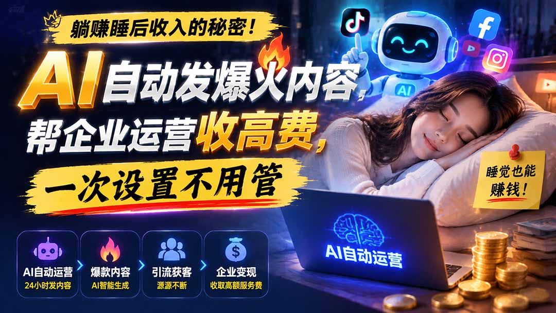 躺赚睡后收入的秘密！AI 自动发爆火内容，帮企业运营收高费，一次设置不用管【原创双语字幕】-鼎铸网