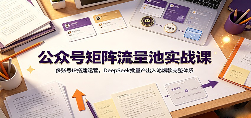 公众号矩阵流量池实战课：多账号IP搭建运营，DeepSeek批量产出入池爆款完整体系-鼎铸网