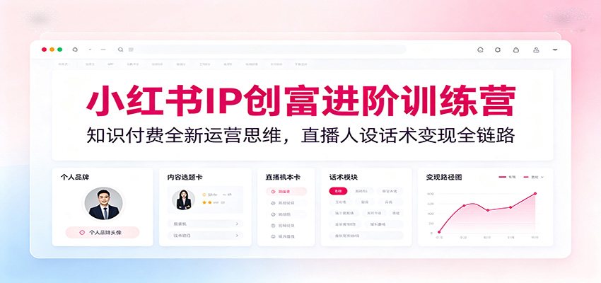 小红书IP创富进阶训练营：知识付费全新运营思维，直播人设话术变现全链路-鼎铸网