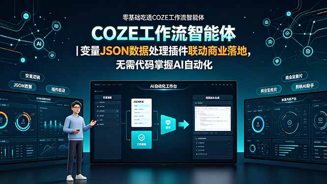 零基础吃透COZE工作流智能体｜变量JSON数据处理插件联动商业落地，无需代码掌握AI自动化-鼎铸网