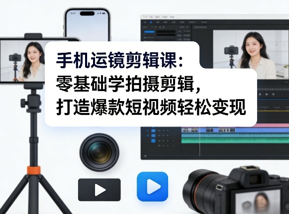 860ced73bd192d03459b663e9d93b7b4.jpeg 手机运镜剪辑课:零基础学拍摄剪辑,打造爆款短视频轻松变现
