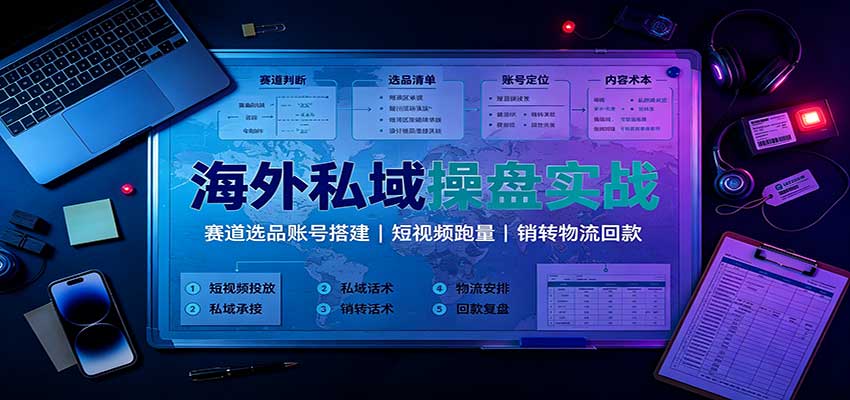 海外私域操盘实战：赛道选品账号搭建，短视频跑量，销转物流回款-鼎铸网