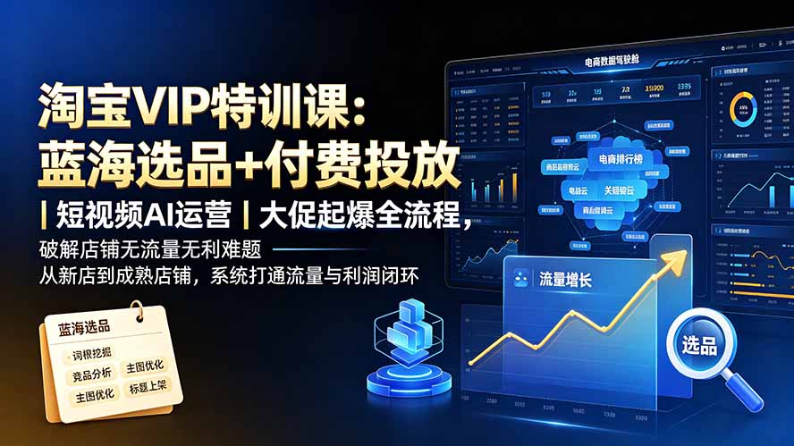 86b20049849d02d971c14d6435d5f302.jpeg 淘宝VIP特训课-更新:蓝海选品+付费投放|短视频AI运营|大促起爆全流程,破解店铺无流量无利润难题