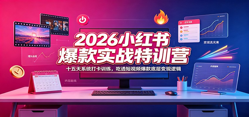 2026小红书爆款实战特训营:十五天系统打卡训练,吃透短视频爆款底层变现逻辑-鼎铸网