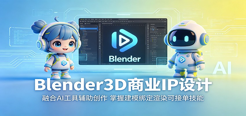 Blender3D商业IP设计:融合AI工具辅助创作,掌握建模绑定渲染可接单技能-鼎铸网