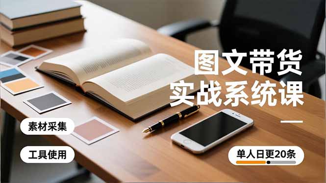 图文带货实战系统课，工具使用、素材采集、防同质化，单人日更20条月入3w+-鼎铸网