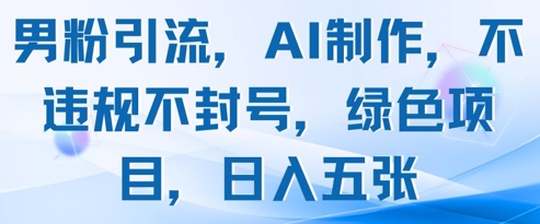 男粉引流，AI制作，不违规不封号，绿色项目，日入五张-鼎铸网