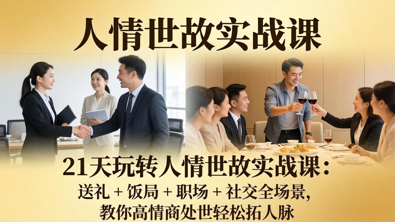 21 天玩转人情世故实战课:送礼 + 饭局 + 职场 + 社交全场景,教你高情商处世轻松拓人脉-鼎铸网
